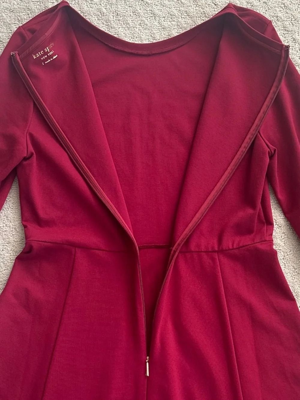 Kate Spade Colorblock Bell Sleeve Ponte Dress Cranberry L Cocktail Party Preppy